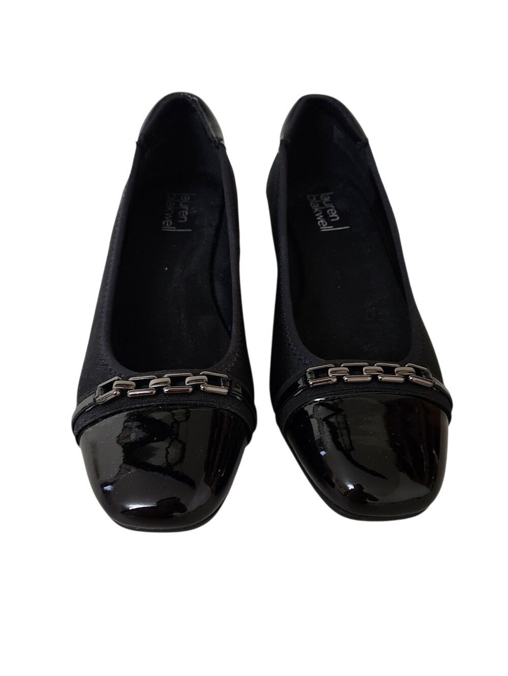 Lauren Blackwell Womens Wedge Shoes Size 8 Black Cap toe Narrow